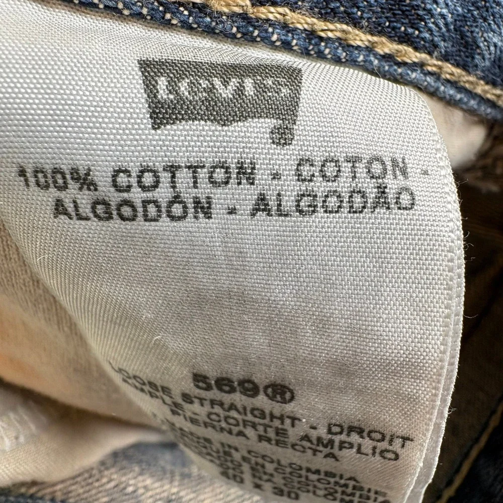 Levis 569 Loose Straight Jeans Mens 40x30‎ Medium Wash Blue Denim Baggy